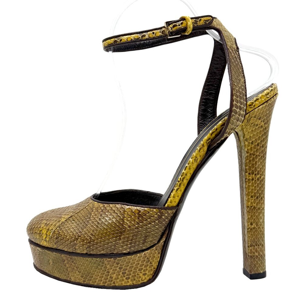 Gucci Python Platform Pumps Yellow Python Heels 3… - image 1